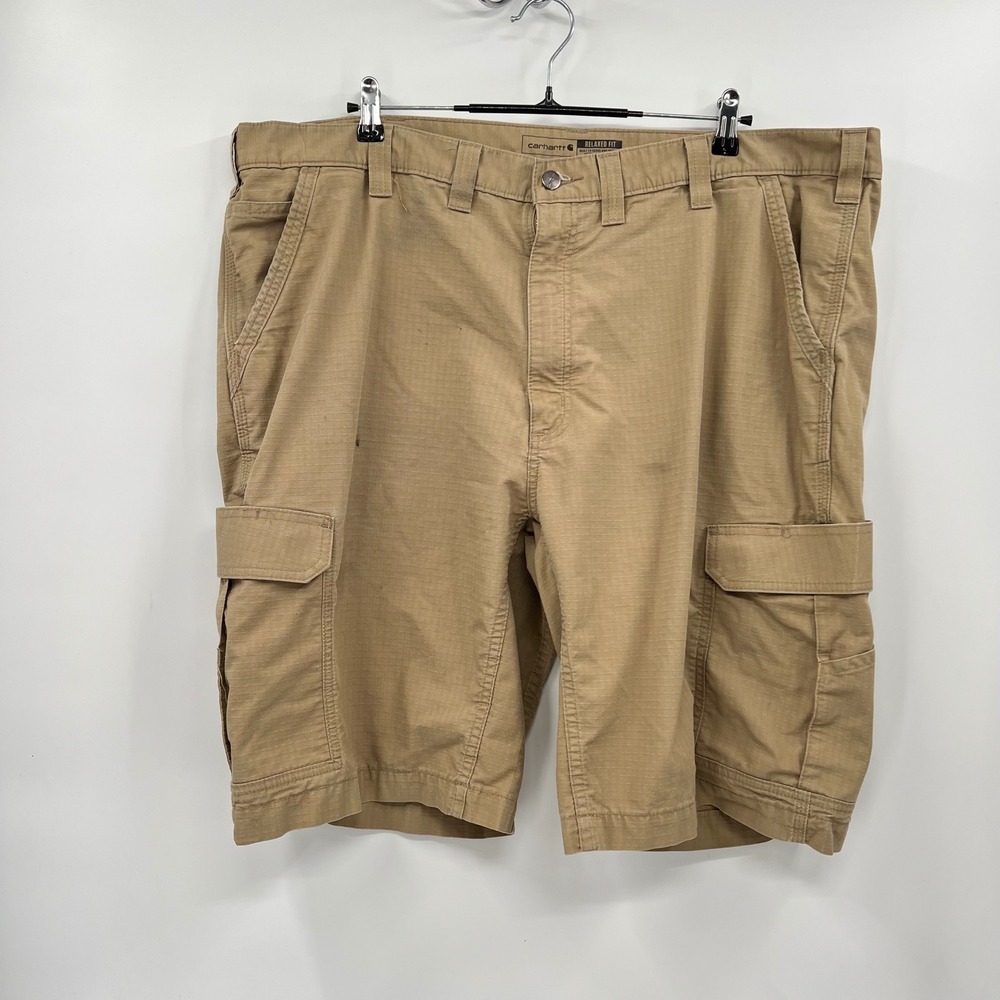 Carhartt‎ 44 Cargo Shorts Mens Tan Relaxed Fit Ripstop Workwear Utility Khaki